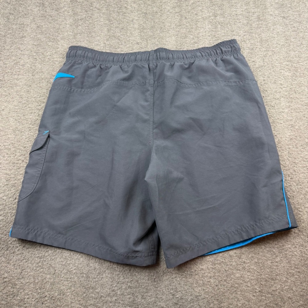 Speedo Swim Trunks Men's Size Medium Gray Blue Cargo Pocket Board Shorts - Picture 10 of 10